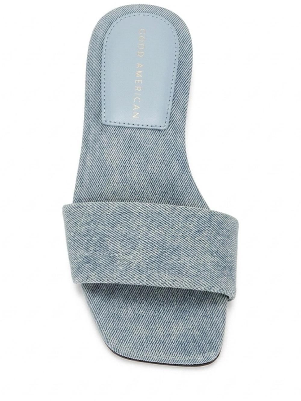 Good American Denim Strap Flat Mule Sandals Size 5 Square Toe